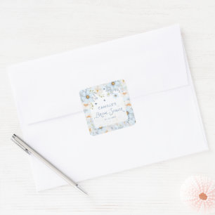 Adesivo Quadrado Chuva de Noiva Floral Azul