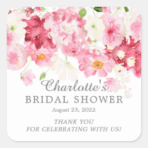 Adesivo Quadrado Chuva de Noiva Floral de Primavera 