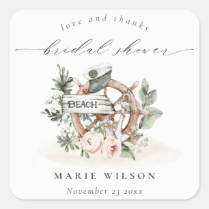 Adesivo Quadrado Chuva de Noiva Floral Náutica Âncora Roda