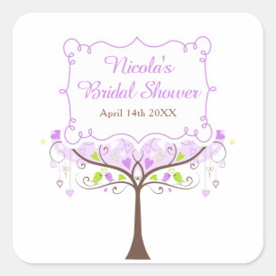 Adesivo Quadrado Chuva de Noiva Floral Roxa e Verde