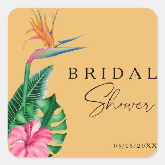 Adesivo Quadrado Chuva de noiva floral tropical