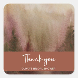 Adesivo Quadrado Chuva de Noiva Floresta Aquarela Outono Terracota