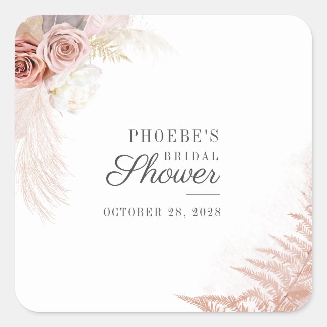 Adesivo Quadrado Chuva de Noiva Grama Pampas Bege Terracota (Frente)