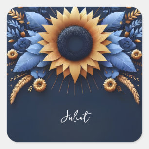 Adesivo Quadrado Chuva de Noiva Luxuosa Rosa Fúcsia Coroa Azul Real