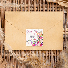 Adesivo Quadrado Chuva de noiva moderna com flores silvestres obrig