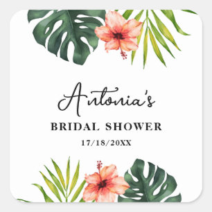 Adesivo Quadrado Chuva de Noiva Monstera Palma Tropical 