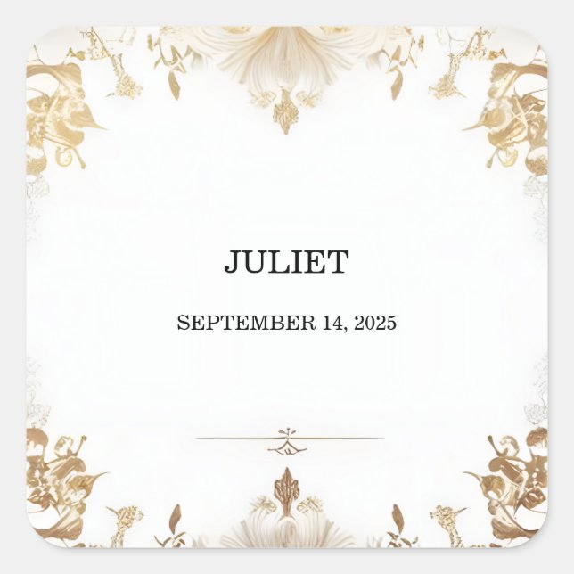 Adesivo Quadrado Chuva de Noiva Simples Formal Clássico Branco (Frente)