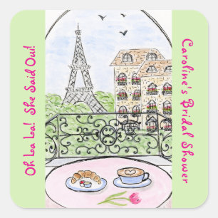 Adesivo Quadrado Chuva de Noiva Torre Eiffel Paris Caprichosa