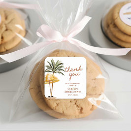 Adesivo Quadrado Chuva de presente de casamento tropical de verão O