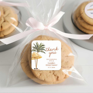 Adesivo Quadrado Chuva de presente de casamento tropical de verão O