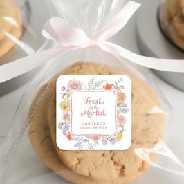 Adesivo Quadrado Chuva de Presentes Floral do Mercado