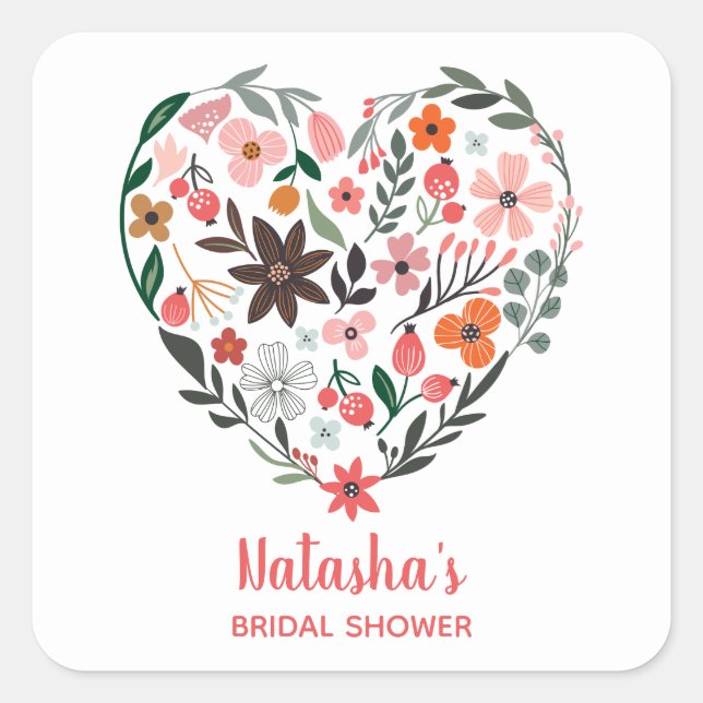 Adesivo Quadrado Chuva de Presentes | Flores Românticas e Caprichos (Frente)