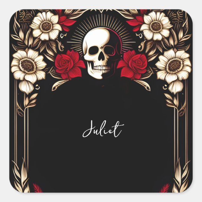 Adesivo Quadrado Chuva de presentes para noiva Rubi Claret Branco C (Frente)