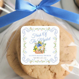 Adesivo Quadrado Chuveiro de Noiva de Agricultores Frescos no Merca