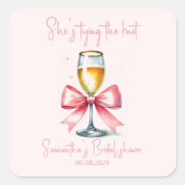 Adesivo Quadrado Chuveiro de noiva laço rosa Coquette