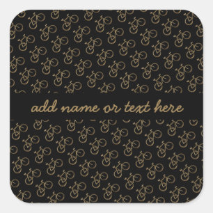 Adesivo Quadrado Ciclista Dourado preto do ciclismo da bicicleta do