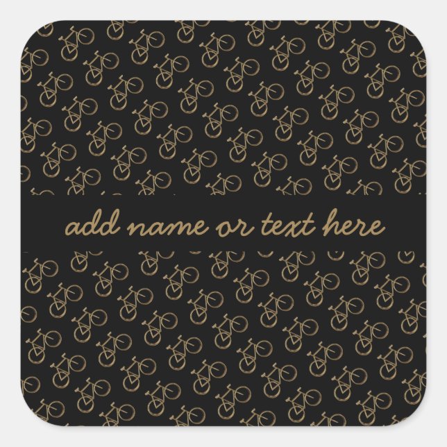 Adesivo Quadrado Ciclo de bicicleta Dourado preto de padrão de bici (Frente)