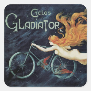 Adesivo Quadrado Ciclos Gladiadores, Arte Vitoriana Vintage Nouveau