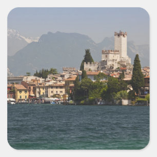 Adesivo Quadrado Cidade à beira do lago, Malcesine, Província de Ve
