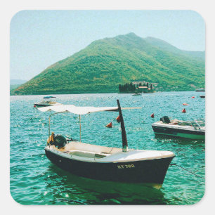 Adesivo Quadrado Cidade costeira de Perast, Montenegro