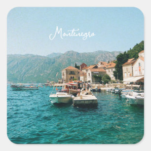 Adesivo Quadrado Cidade costeira de Perast, Montenegro