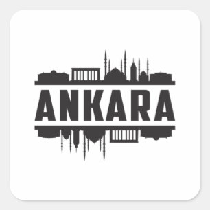 Adesivo Quadrado Cidade de Ancara Turquia - Skyline Cityscape Ideia