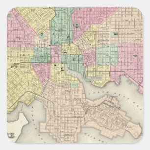 Adesivo Quadrado Cidade de Baltimore Maryland