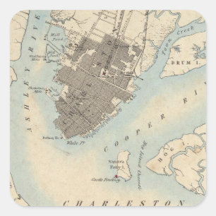 Adesivo Quadrado Cidade de Charleston, South Carolina