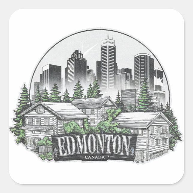 Adesivo Quadrado Cidade de Edmonton, Canadá (Frente)