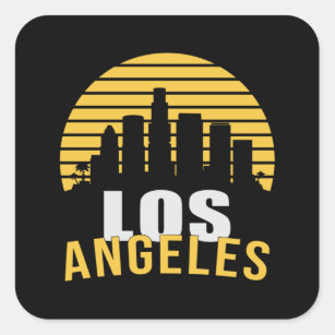 Adesivo Quadrado Cidade de Los Angeles, EUA, Gift Funny Skyline