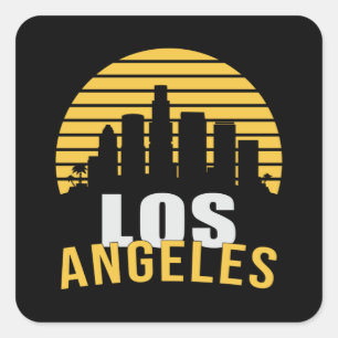 Adesivo Quadrado Cidade de Los Angeles, EUA, Gift Funny Skyline