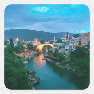 Adesivo Quadrado Cidade de Mostar - Bósnia e Herzegovina