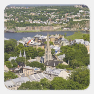 Adesivo Quadrado Cidade de Quebec, Quebec, Canadá. Olhando para bai