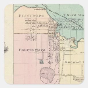 Adesivo Quadrado Cidade de Waupaca, Vila de Winneconne