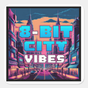 Adesivo Quadrado Cidade do Pixel Retroativo
