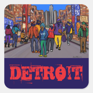 Adesivo Quadrado Cidade Doxie Town - DETROIT