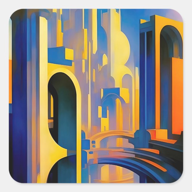 Adesivo Quadrado Cidade Futurística SCI-FI (Frente)