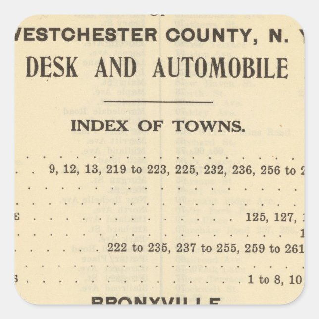 Adesivo Quadrado Cidades de Índice, Bronxville (Frente)