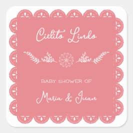 Adesivo Quadrado Cielito Lindo Papel Picado Baby Girl Chá