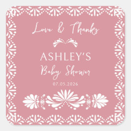 Adesivo Quadrado Cielito lindo Pink chá de fraldas Sticker Mexicano