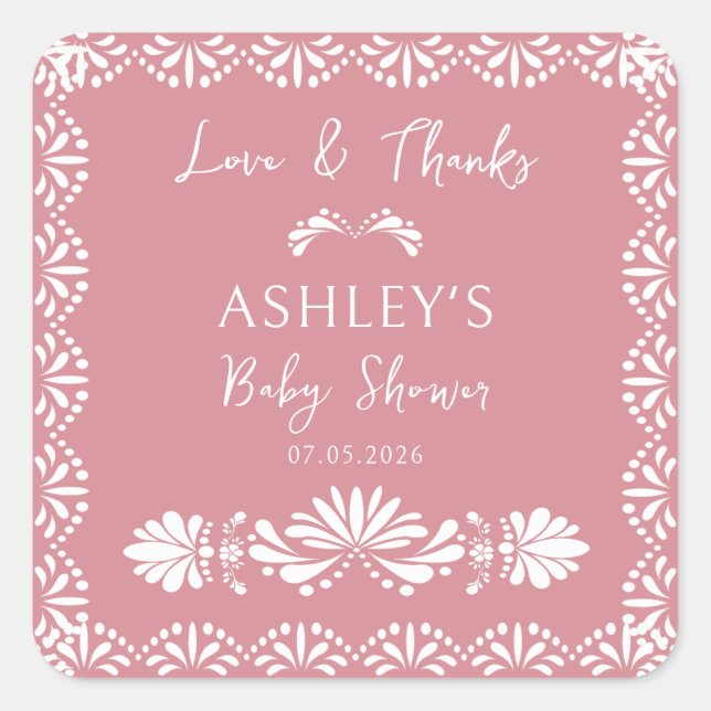 Adesivo Quadrado Cielito lindo Pink chá de fraldas Sticker Mexicano (Frente)