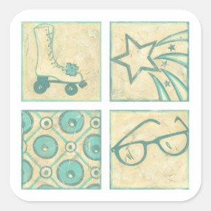 Adesivo Quadrado Cilindrada Rink Woodblock Desenhada por Chariklia 