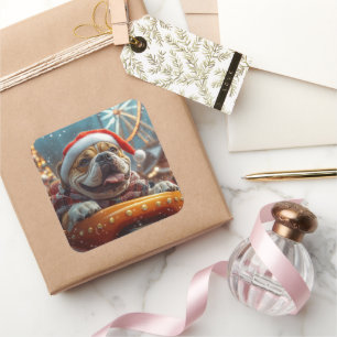 Adesivo Quadrado Cilindro Bullmastiff Porta copos Natal