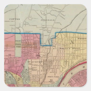 Adesivo Quadrado Cincinnati, Ohio e vizinhança