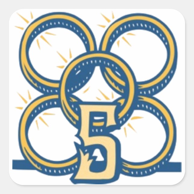 Adesivo Quadrado Cinco Anéis Dourados! (Frente)