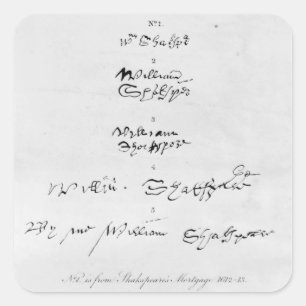 Adesivo Quadrado Cinco autógrafos genuínos de William Shakespeare