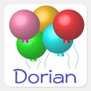 Adesivo Quadrado Cinco balões do aniversário