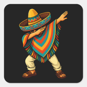 Adesivo Quadrado Cinco de Mayo Dabbing mexicano Poncho