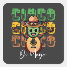 Cinco De Mayo Engraçado Mexicano Cactus Tocando Vi