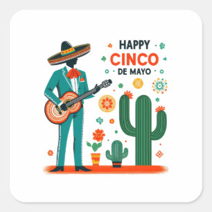 Adesivo Quadrado Cinco de mayo mariachi - orgulho mexicano